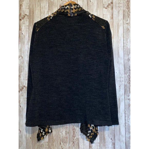 Women's Vex Collection Open Front Drape Gray Wool Blend Cardigan Sweater Size 46 - Picture 9 of 11